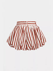 Red and cream striped bubble shorts, second product view