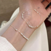 Classic platinum-plated 925 sterling silver bracelet, close-up