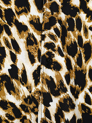 Close-up of the leopard-print fabric pattern