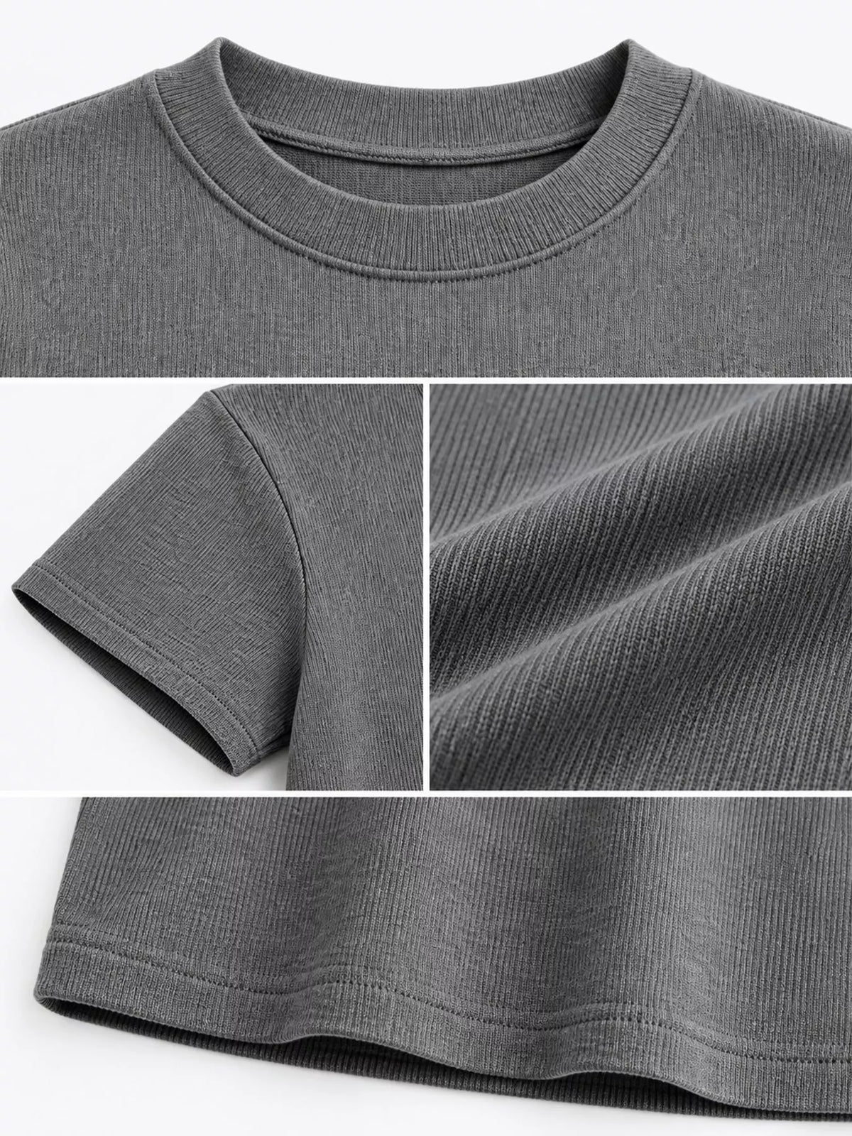 Cream slim-fit crew neck T-shirt shown from the front and side.