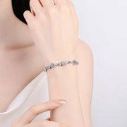 Moissanite bracelet worn on wrist