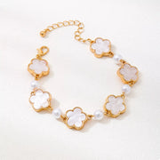 18k gold-plated alloy flower bracelet, close-up view