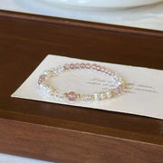 Freshwater pearl and crystal bracelet arranged on a card