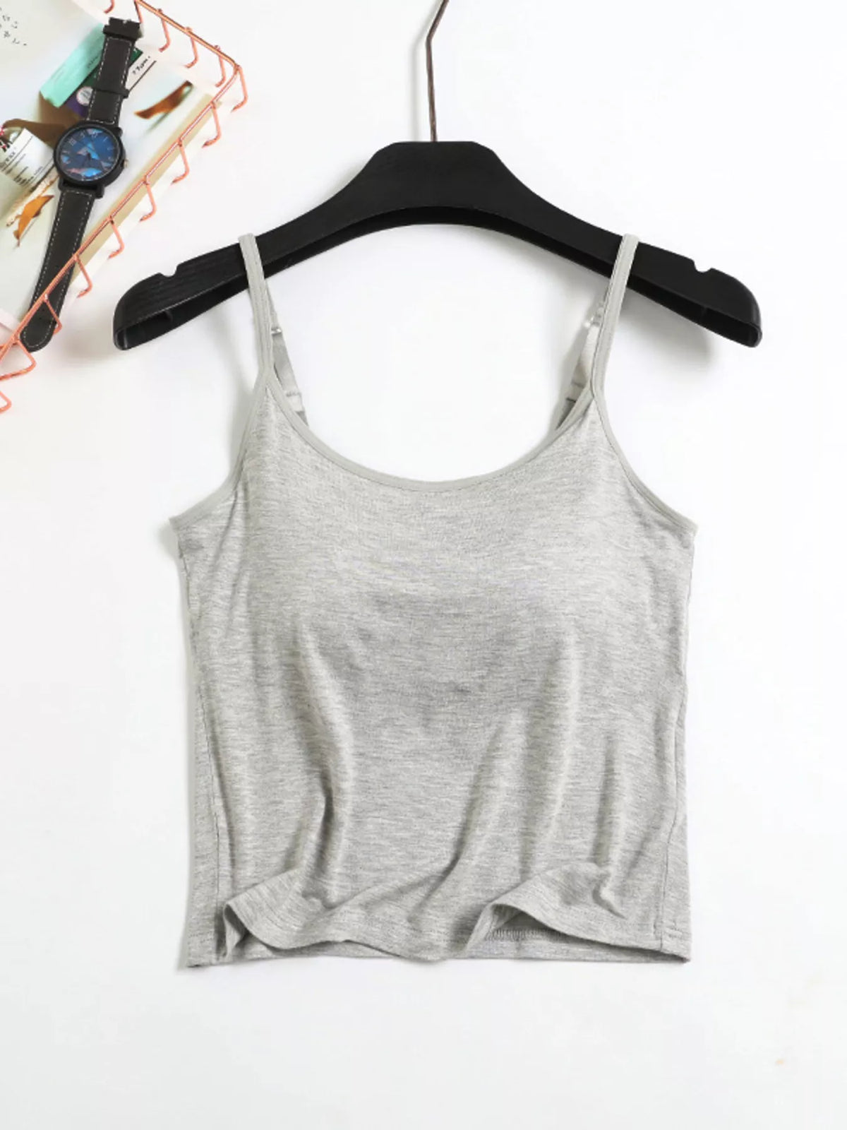 Heather gray seamless padded cami and shorts set