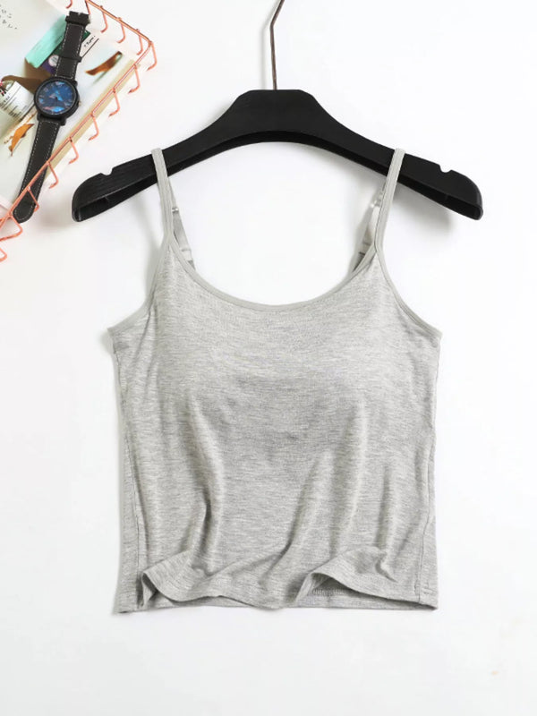Heather gray seamless padded cami and shorts set