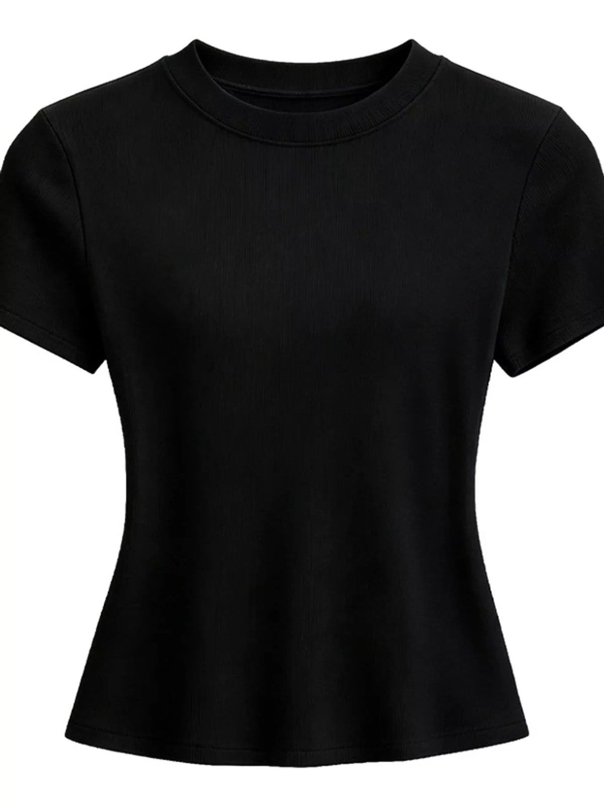 Black basic crew-neck T-shirt shown from the front