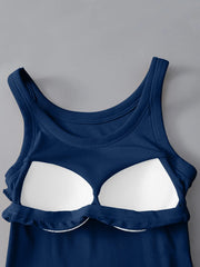 Soft viscose tank top with built-in bra shown in an alternate colour
