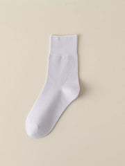 White solid-color crew sock displayed flat