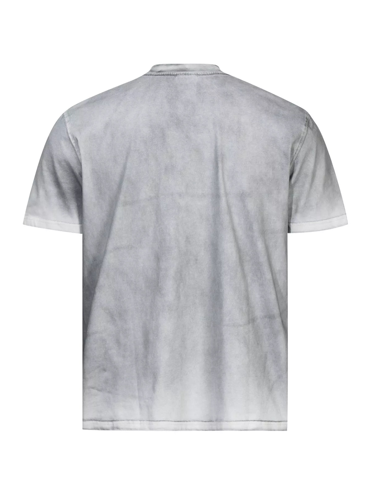 Close-up of gathered gray washed T-shirt fabric showing its texture