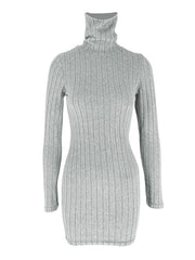 Front product view of gray turtleneck dress
