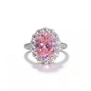 Front view of the blush pink oval zircon ring.