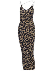 Leopard print spaghetti-strap dress, front product view