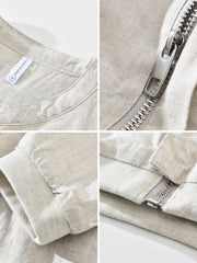 Close-up collage of jacket collar, cuff and zipper details