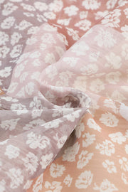Close-up of sheer peach floral skirt fabric