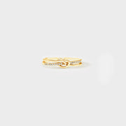 Gold-tone version of the double-layer knot ring on white