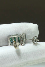 2 Carat Moissanite Square Stud Earrings — Side view showing posts and earring profile