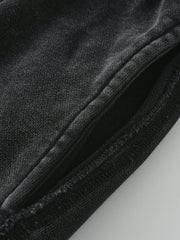 Close-up of the shorts hem and fabric