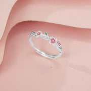 18K gold-plated 925 sterling silver flower ring, back view