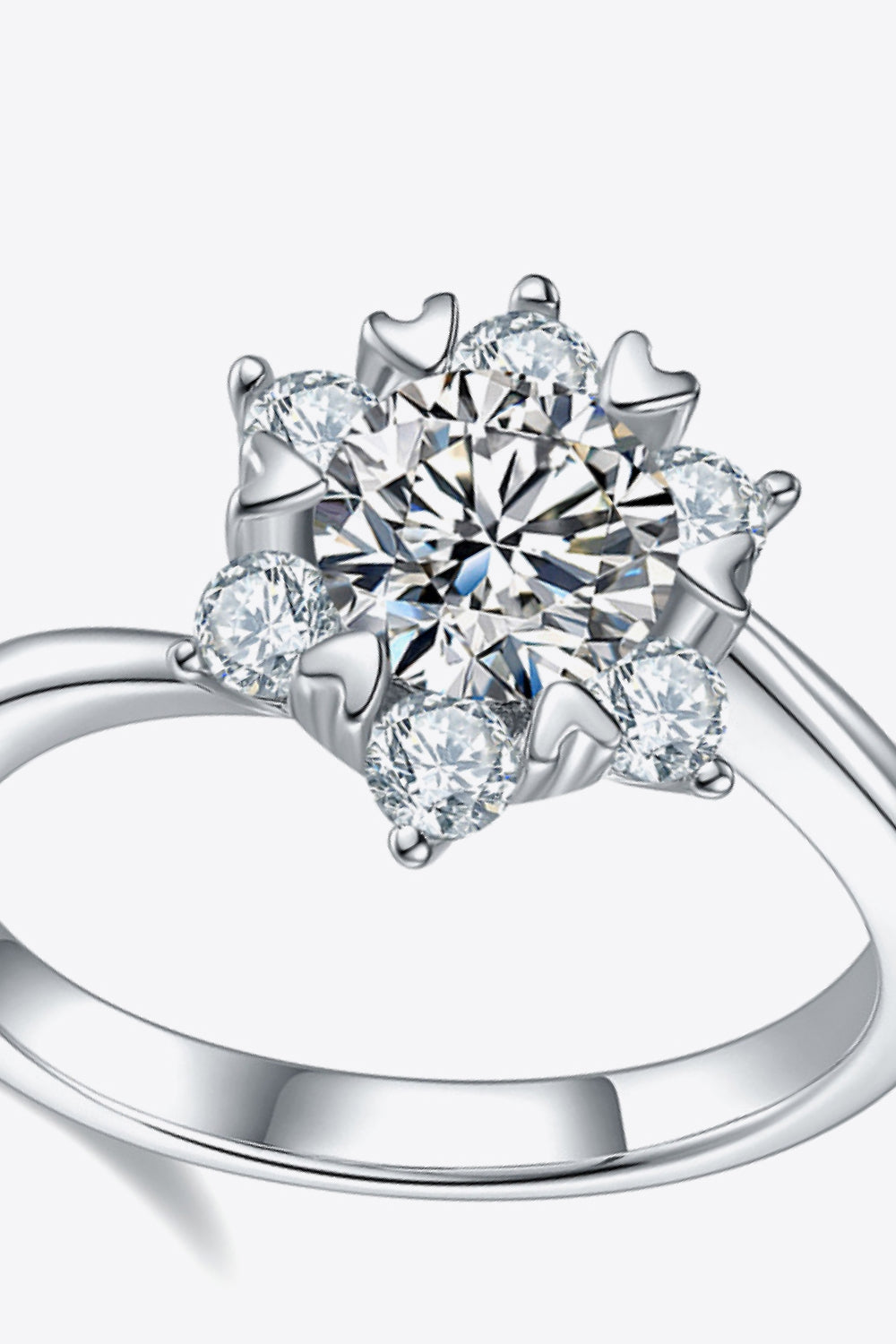 1 carat moissanite ring in 925 sterling silver with zircon details, back view