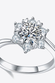 1 carat moissanite ring in 925 sterling silver with zircon details, back view