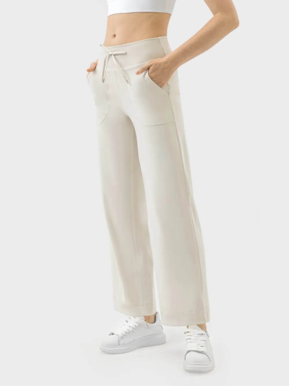 Ivory pants shown from behind