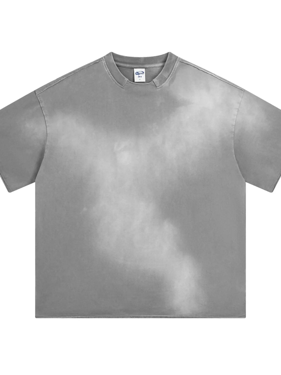 Gray washed short-sleeve crew-neck T-shirt displayed flat