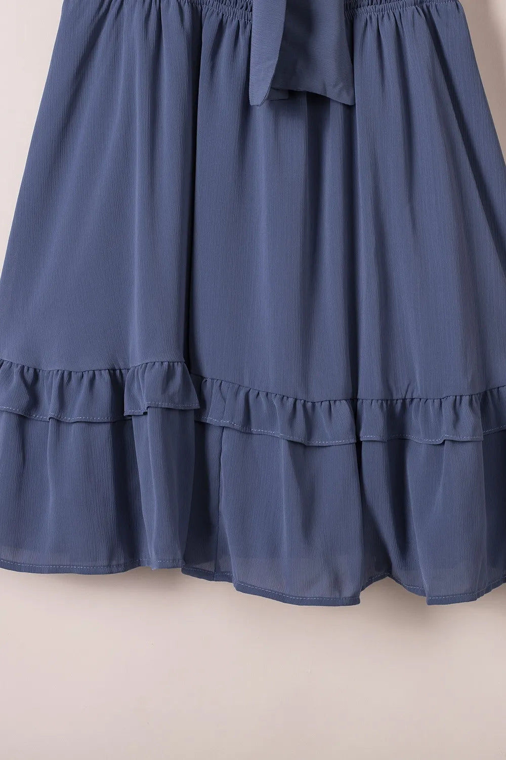Close-up of gathered ruffle hem