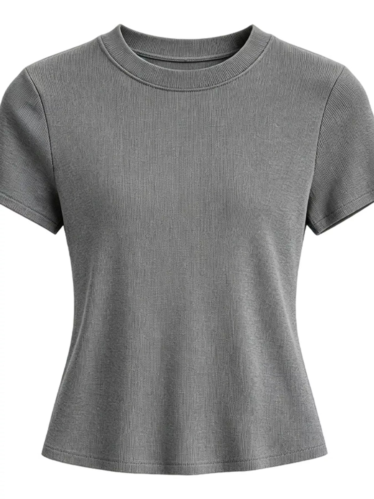 Light gray crew neck T-shirt shown from the side and back.