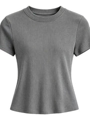 Light gray crew neck T-shirt shown from the side and back.