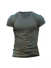 Olive V-neck T-shirt, front view