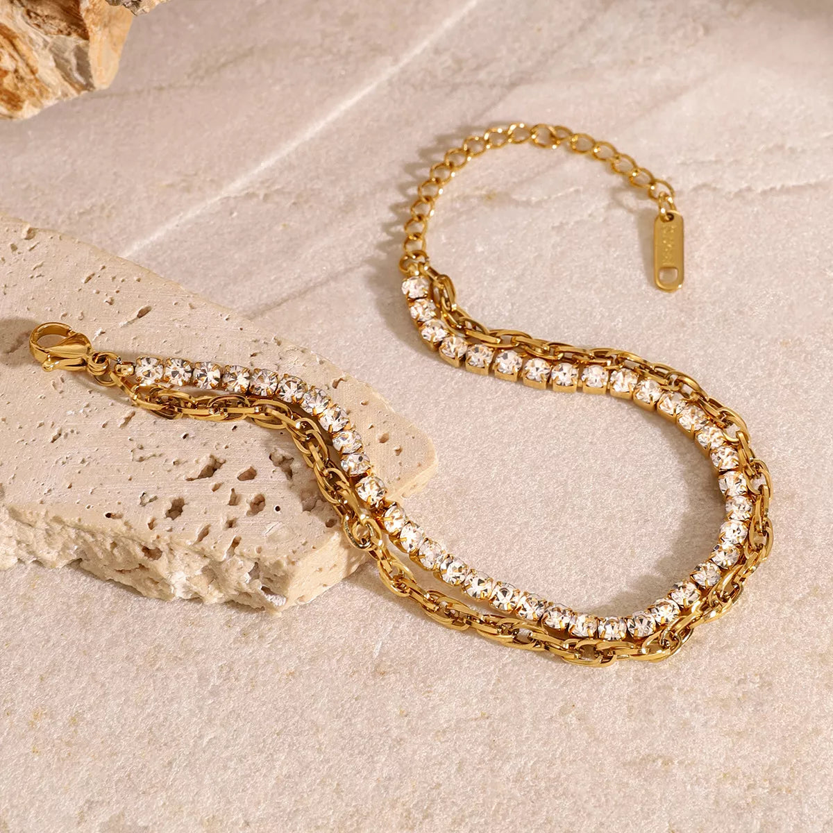 Close view of sparkling rhinestone links