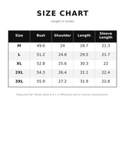 Plus-size hoodie size chart listing garment bust, shoulder, length and sleeve measurements