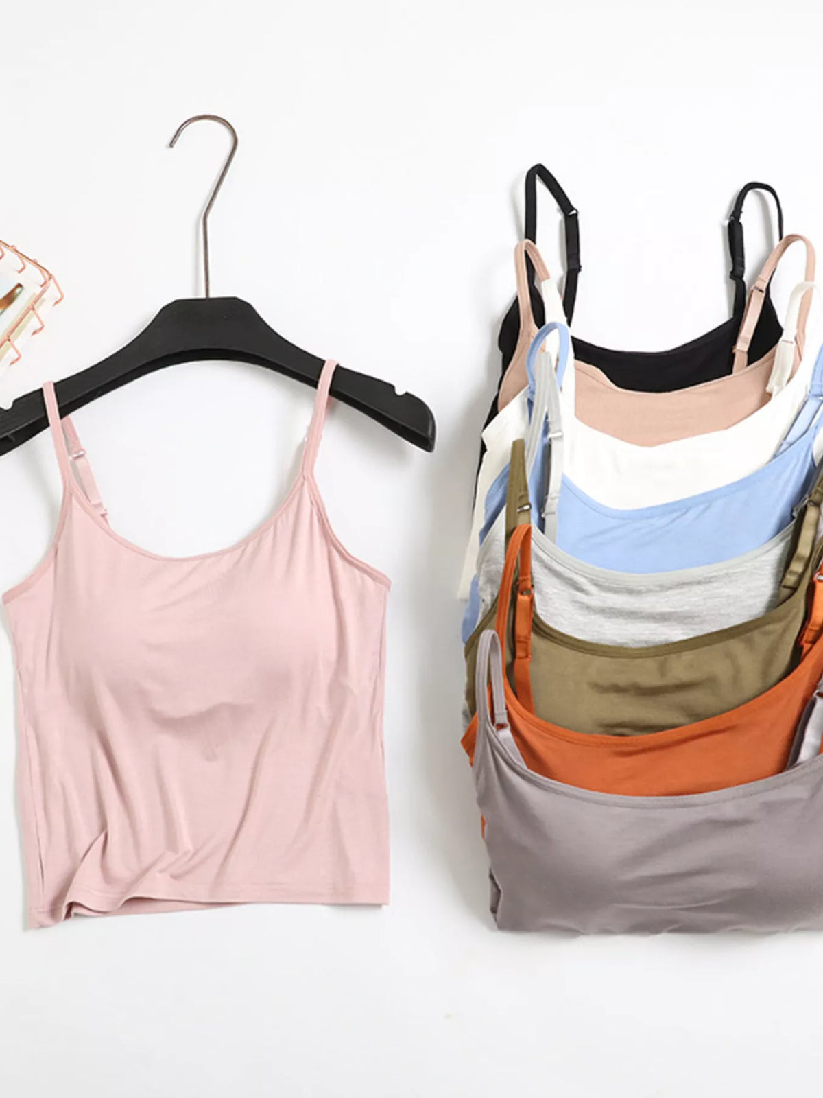 Pink cami and shorts set with color options