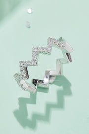 0.38 carat moissanite wavy band ring in platinum-plated 925 sterling silver, back view