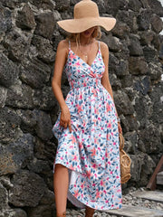 White floral paisley dress, angled front view