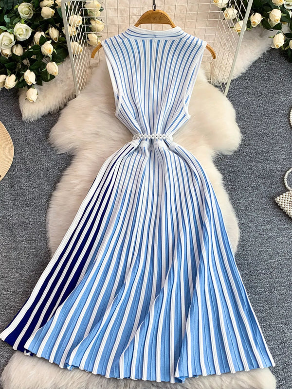 Women's striped sleeveless midi dress