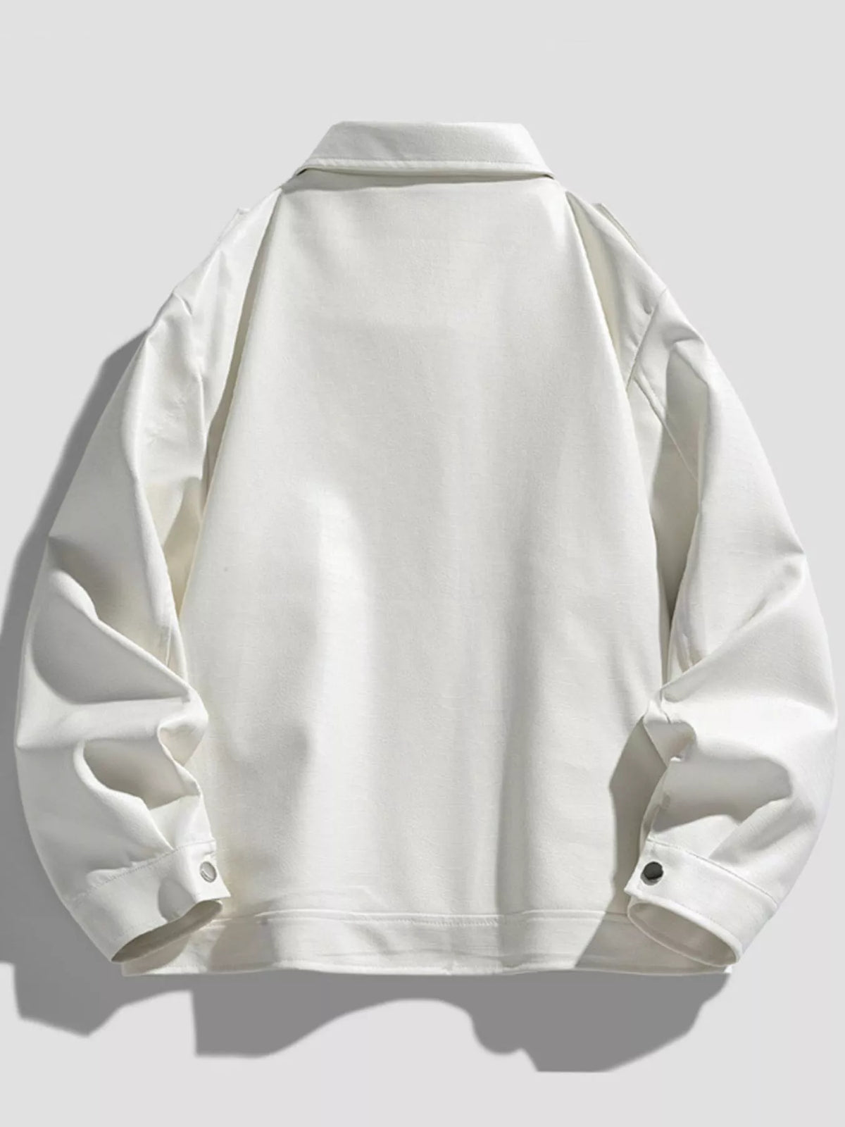 Back view of white lapel-collar jacket