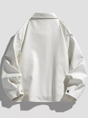 Back view of white lapel-collar jacket