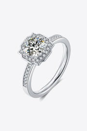 1 carat moissanite ring in platinum-plated 925 sterling silver
