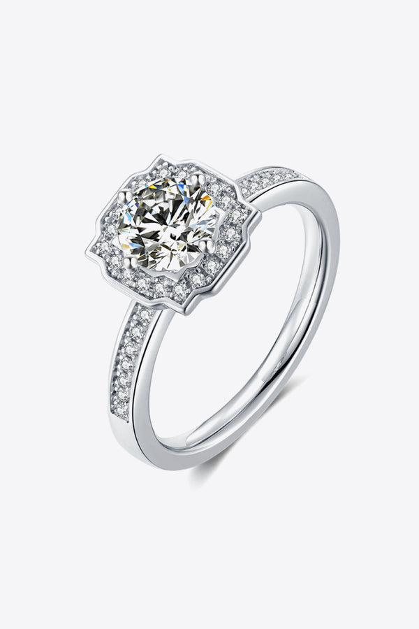 1 carat moissanite ring in platinum-plated 925 sterling silver