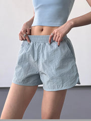 Back view showing fit of elastic waist active shorts