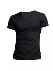Black V-neck T-shirt, front view