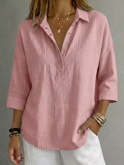 Women's plus-size snap-down 3/4-sleeve blouse, alternate view 4