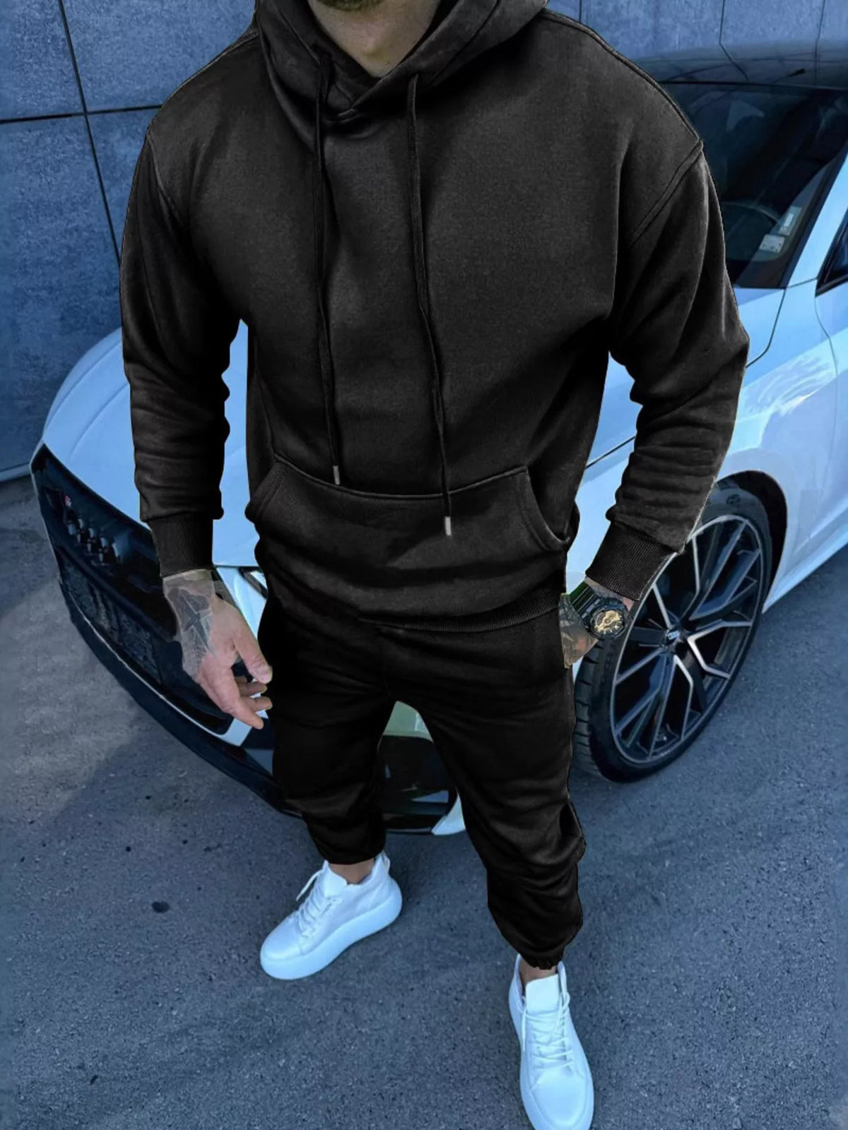 Back view of the hoodie and matching pants