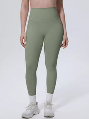 Three-quarter front view of high-waisted seamless active leggings