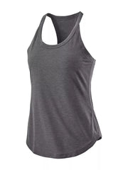 Charcoal gray round-neck racerback tank top