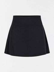Black skirt laid flat showing high-rise waistband