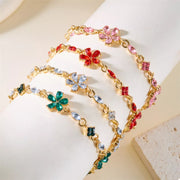 18k gold-plated rhinestone flower bracelet, additional detail view