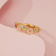 18K gold-plated 925 sterling silver flower ring, side view