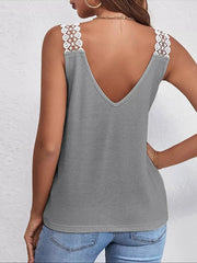 Gray lace-strap tank rear view